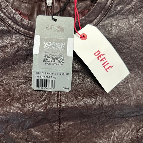 Zadig & Voltaire Chocolate Brown Crinkled Leather Ridley Dress, Large NWT - Picture 7 of 12